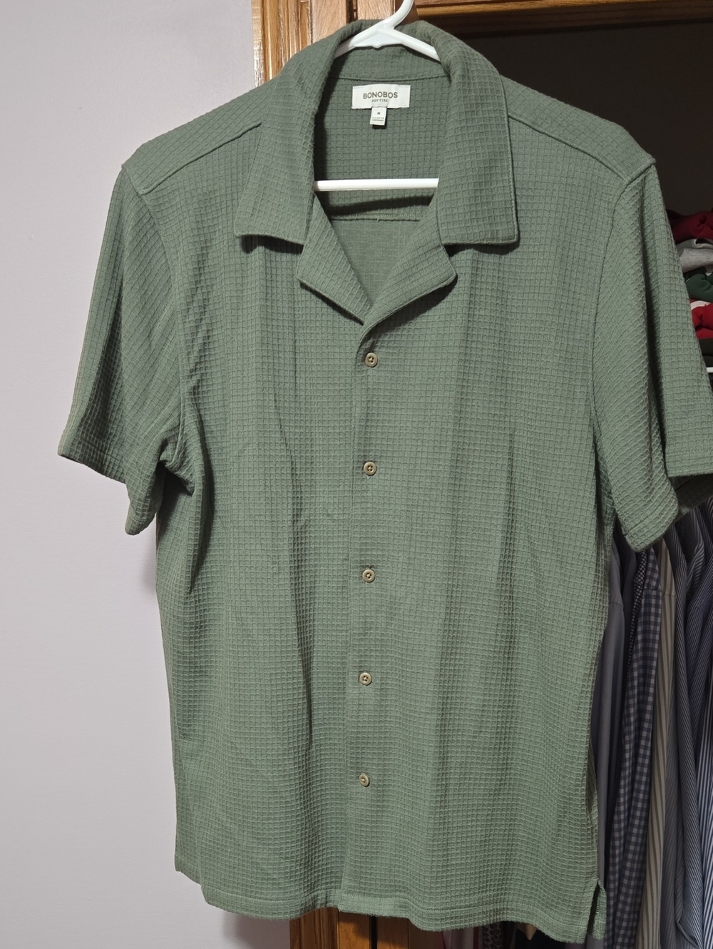 Bonobos Short Sleeve Waffle Camp Shirt in Sage